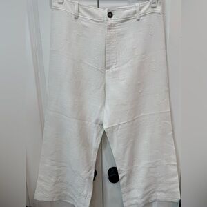 Zara White Embroidered Jeans